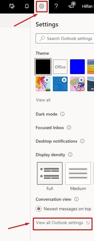 outlook setting