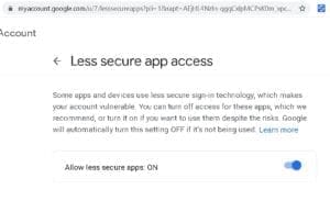Email TASS Allow less secure apps ON