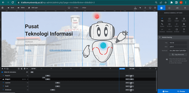 Pengaturan Slider dengan Slider Revolution - Telkom University