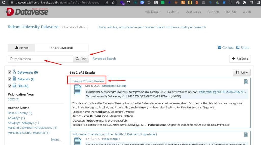 memperbaiki metadata dataset